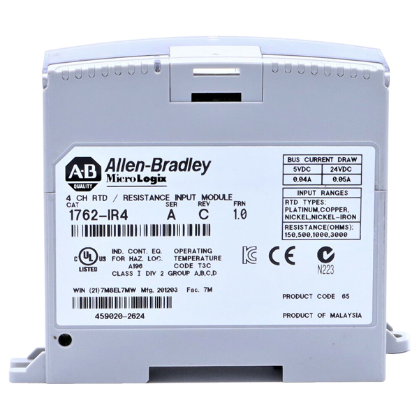 Allen Bradley MicroLogix 1200 RTD/Resistance Input Module 1762-IR4/A — Температура и термопары