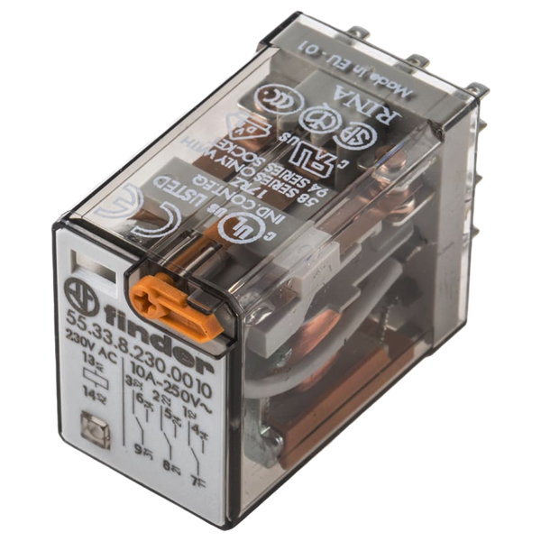 Finder 230V ac Coil Non-Latching Relay 55.33.8.230.0010 — Реле