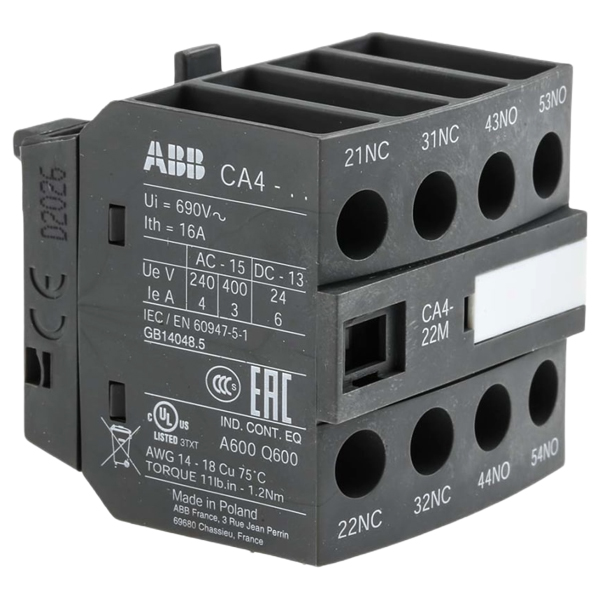 ABB Auxiliary Contact Block CA4-22M — Промышленные компоненты